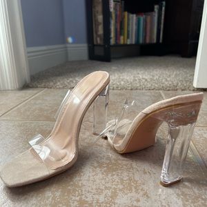 Nude clear heels